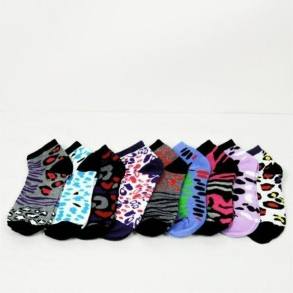 NWT Set of 9 Animal Print Cotton Low Cut Socks Shoe Size 6-10 - Picture 4 of 4